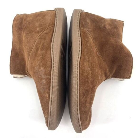 Minnetonka Women's Suede Faux Fur Lined Shearling Ankle Boot Brown Tan Size 10 - Picture 4 of 9